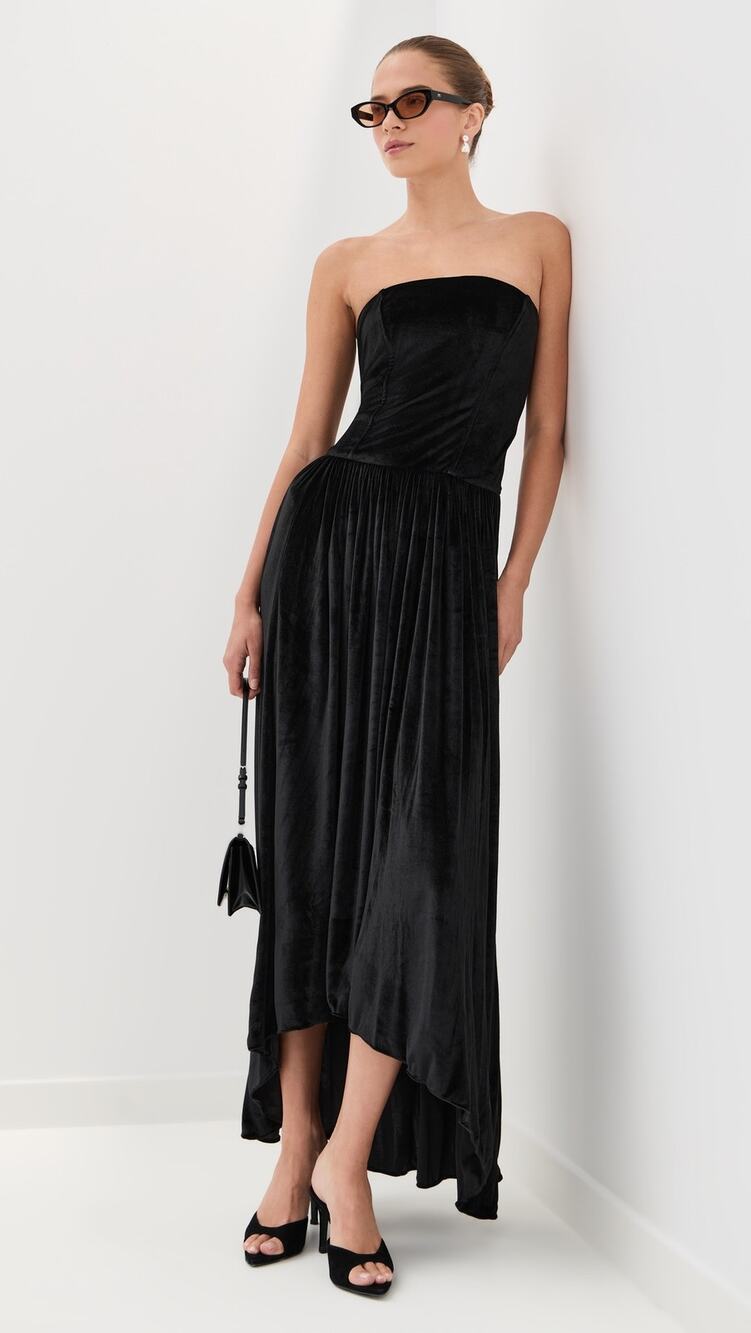 Azeeza Nayara Velvet Gown in Black Size Small